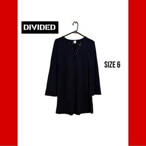 🖤 NWOT Divided Black Lace-Up Bell Sleeve Dress – Size 6 ♥️
